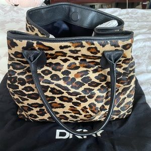 DKNY Leopard fur hobo shoulder bag